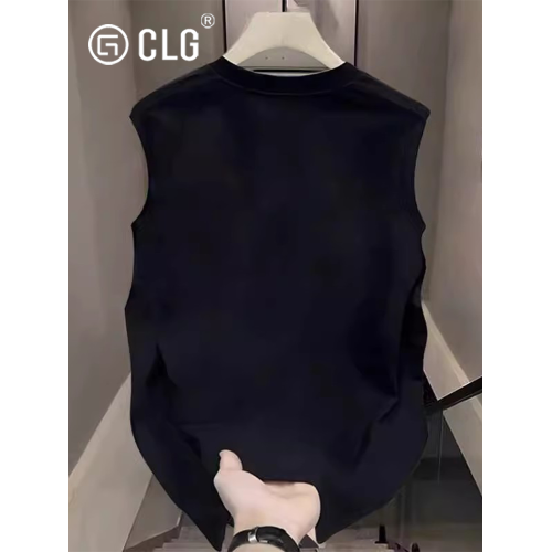 香港CLG潮牌重磅純棉背心夏季外穿薄款訓練健身運動潮無袖坎肩t恤