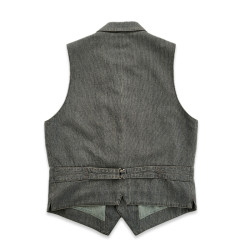 西裡布灰色美式復古休閒西服領馬甲青年修身水洗哢嘰新品非rrl