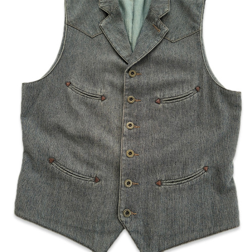 西裡布灰色美式復古休閒西服領馬甲青年修身水洗哢嘰新品非rrl
