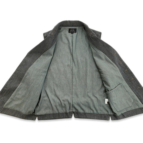 西裡布灰色美式復古休閒西服領馬甲青年修身水洗哢嘰新品非rrl