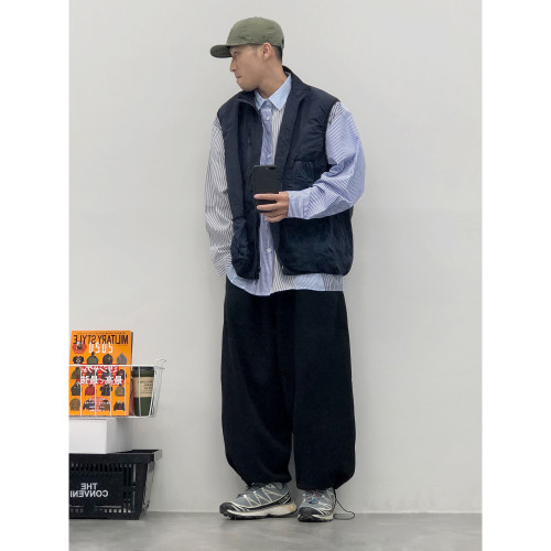 DustinHFM 日系復古雙面穿男女馬甲多口袋工裝戶外百搭立領外套潮