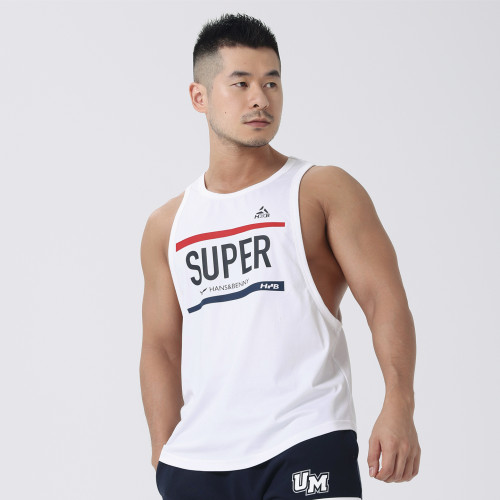 hansbenny夏季男士新款背心純棉個性運動健身跑步背心寬松坎肩潮