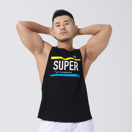 hansbenny夏季男士新款背心純棉個性運動健身跑步背心寬松坎肩潮