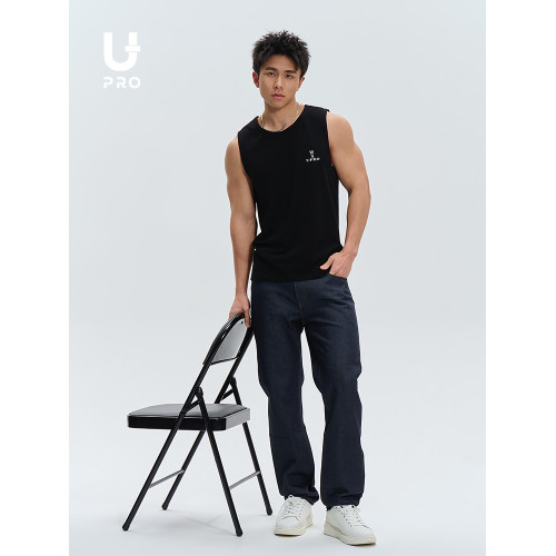 UPRO柚璞男士運動背心無袖T恤速乾透氣舒適打底衫植絨印花