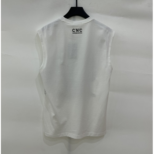 CNC男裝2024年春夏新款字母大噴墨休閒背心無袖T恤811F263005