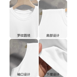 PXARA/高級純棉印花坎肩背心男2025新款夏季寬松無袖T恤運動汗衫