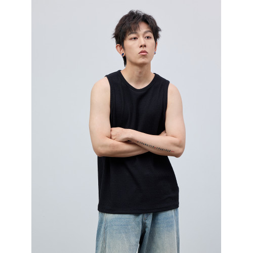 Costful Ro 360G重磅坑條肌理背心男款 基礎款寬松運動無袖T恤