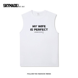 SKYMADE 我老婆很好t恤休閒百搭男士背心簡約舒適坎肩無袖運動diy