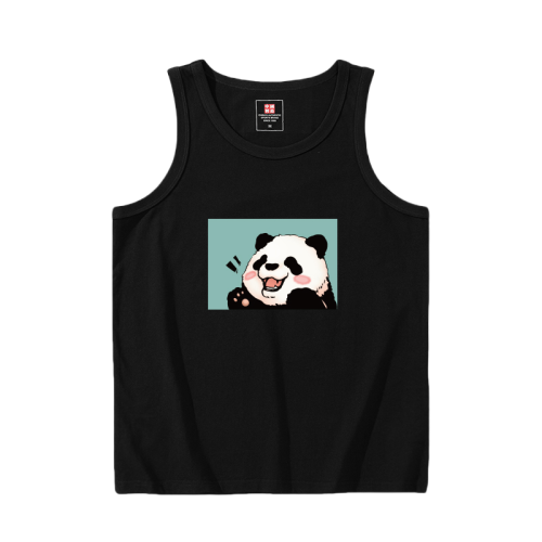 DEWELVUM 25SS 夏季新品 寬松原宿f風熊貓印花無恤短袖背心