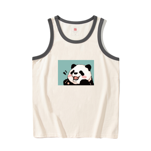 DEWELVUM 25SS 夏季新品 寬松原宿f風熊貓印花無恤短袖背心