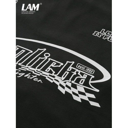 LAMLICKA美式復古字母運動背心男夏季新款拼接情侶裝無袖T恤寬松