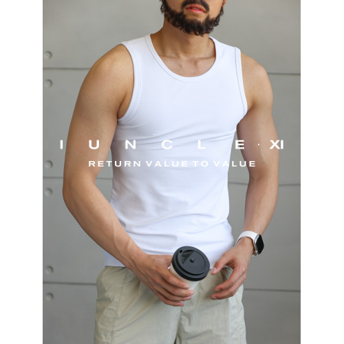 IUNCLEXI【動靜之間】夏季運動健身背心男士彈力寬肩速乾無袖T恤