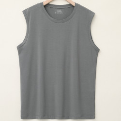 夏季男士竹纖維圓領寬松背心居家套頭無袖上衣簡約B9832