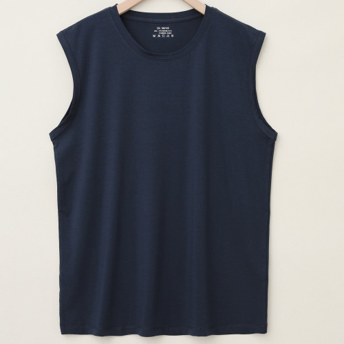 夏季男士竹纖維圓領寬松背心居家套頭無袖上衣簡約B9832 夏季男士竹纖維圓領寬松背心居家套頭無袖上衣簡約B9832