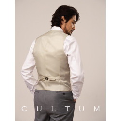 CULTUM古董白色精紡羊毛單排西服馬甲男免燙正裝內搭馬夾高級感