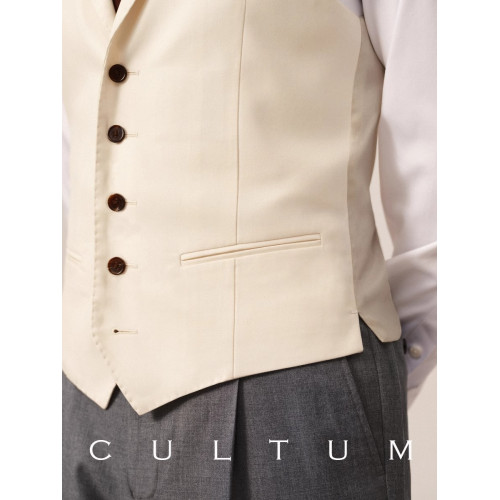 CULTUM古董白色精紡羊毛單排西服馬甲男免燙正裝內搭馬夾高級感