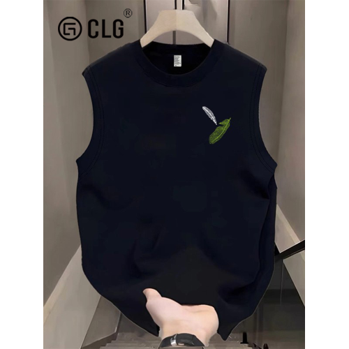 香港CLG潮牌美式重磅純棉背心男無袖t恤夏季百搭坎肩休閒上衣汗衫