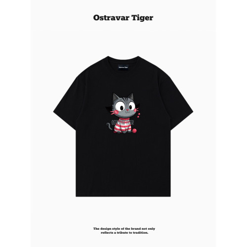 專櫃新款 Ostravar Tiger潮牌2025夏手繪慵懶風寬松純棉短袖女t恤