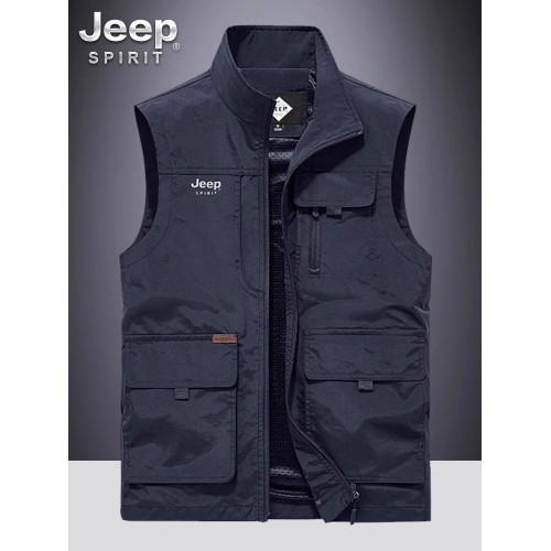 JEEPSPIRIT馬甲男款2025新款春秋季坎肩工裝戶外釣魚多袋攝影馬夾