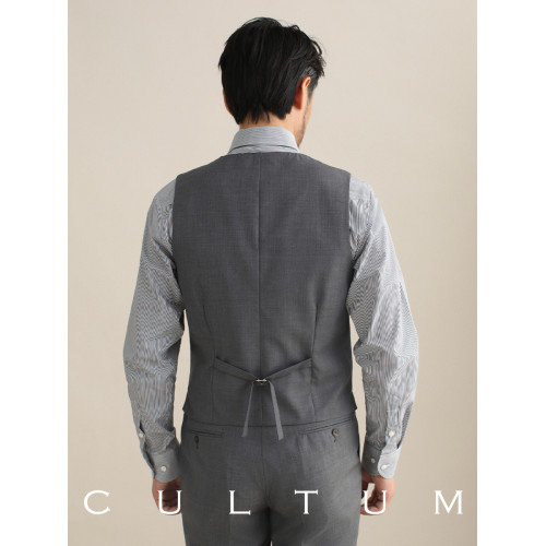CULTUM 精紡50羊毛單排六粒釦西裝馬甲男修身V領青年商務紳士馬夾