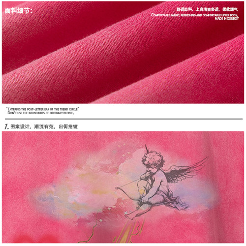 51嘻哈美式復古丘比特印花無袖T恤男女夏季寬松休閒情侶坎肩背心