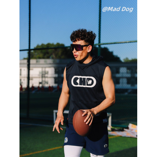 CHDFOOTBALL夏季男士連帽背心速乾無袖休閒運動坎肩籃球冰絲打底