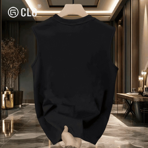 香港CLG潮牌美式無袖T恤男背心夏季寬松健身衣服純棉運動坎肩汗衫