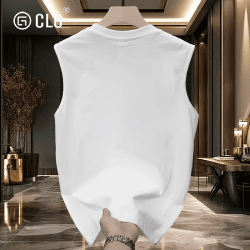 香港CLG潮牌美式無袖T恤男背心夏季寬松健身衣服純棉運動坎肩汗衫