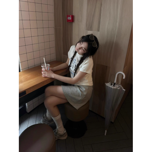 美式復古簡約字母正肩女t恤短袖修身顯瘦夏季小個子短款上衣ins潮