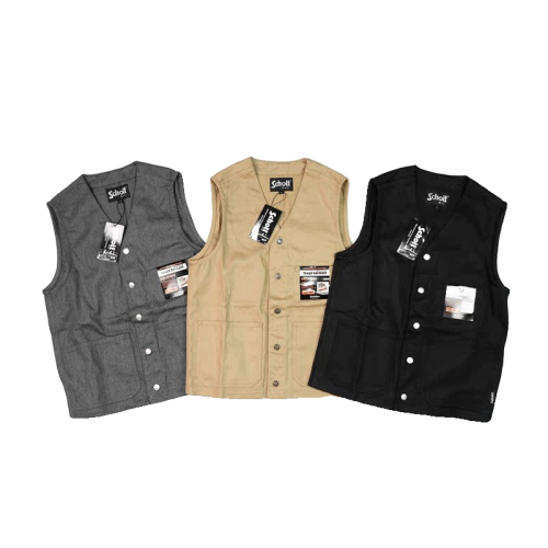 18S限定商品SCHOTT TC WORK VEST 素版多兜帆布工裝馬甲 三色入