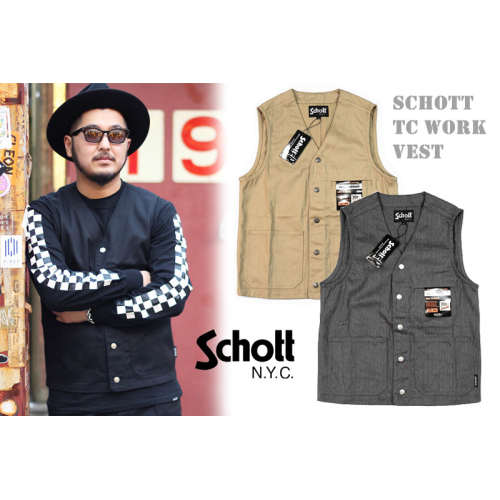 18S限定商品SCHOTT TC WORK VEST 素版多兜帆布工裝馬甲 三色入