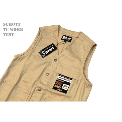 18S限定商品SCHOTT TC WORK VEST 素版多兜帆布工裝馬甲 三色入