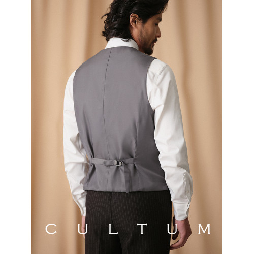 CULTUM ONE DAY精紡羊毛親王格單排釦西裝領免燙男士修身西裝馬甲