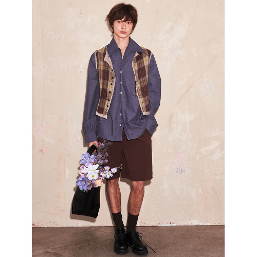 SAME FLOW 原創設計感雙層面料拼接小衆松弛感復古撞色格子馬甲