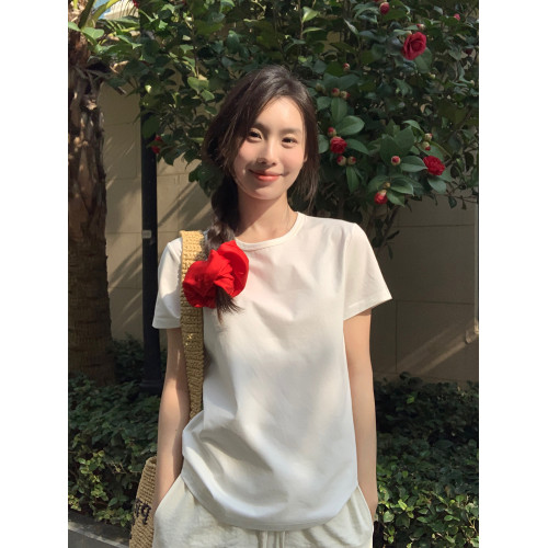 正肩短袖女t恤夏白色內搭小個子圓領韓系顯瘦百搭黑色打底上衣