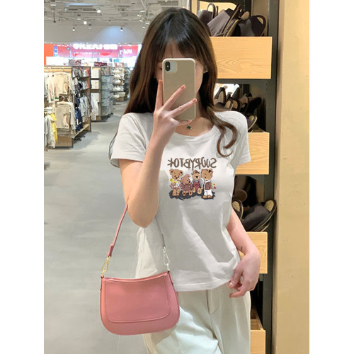 紫色正肩短袖t恤女2025新款好看獨特漂亮高級設計感修身小衆上衣