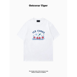 專櫃新款 Ostravar Tiger潮牌2025夏手繪慵懶風寬松純棉短袖女t恤