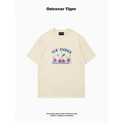專櫃新款 Ostravar Tiger潮牌2025夏手繪慵懶風寬松純棉短袖女t恤