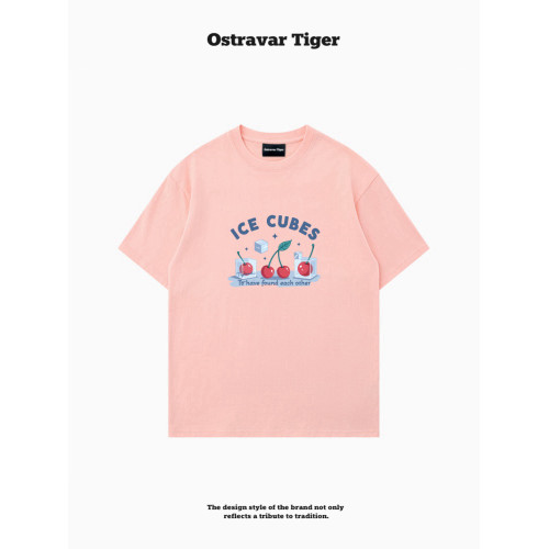專櫃新款 Ostravar Tiger潮牌2025夏手繪慵懶風寬松純棉短袖女t恤