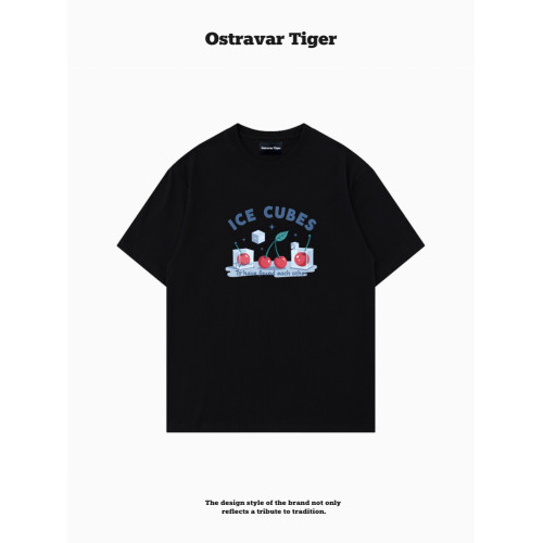 專櫃新款 Ostravar Tiger潮牌2025夏手繪慵懶風寬松純棉短袖女t恤