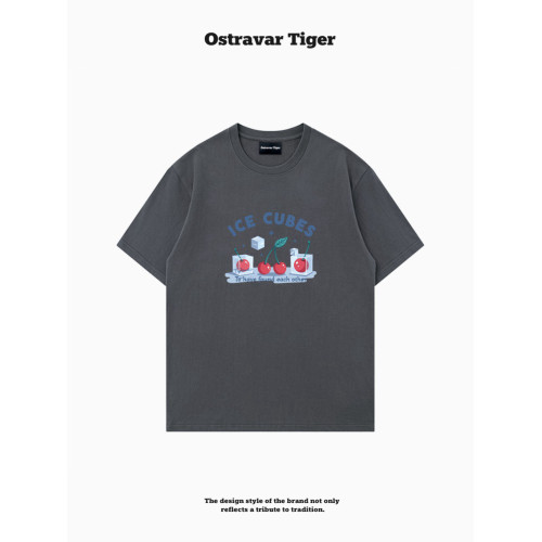專櫃新款 Ostravar Tiger潮牌2025夏手繪慵懶風寬松純棉短袖女t恤