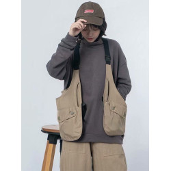 夏季懷舊機能風吊帶戰術馬甲男女大口袋外搭馬夾中性戶外通用工裝