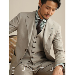 CULTUM秋季V領單排釦西裝馬甲男側開衩商務紳士修身西服正裝馬夾