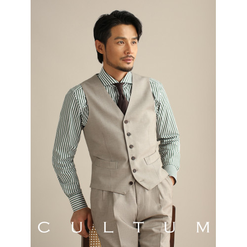 CULTUM秋季V領單排釦西裝馬甲男側開衩商務紳士修身西服正裝馬夾