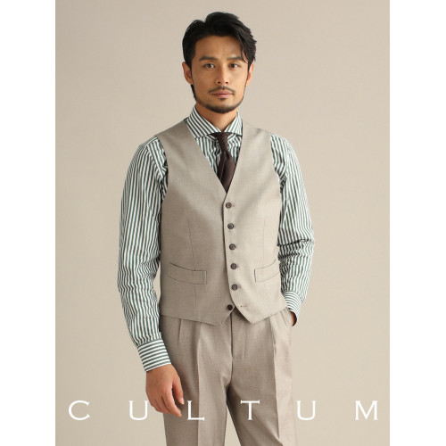 CULTUM秋季V領單排釦西裝馬甲男側開衩商務紳士修身西服正裝馬夾