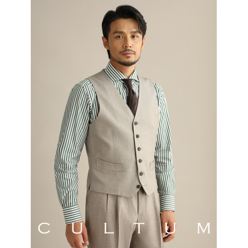 CULTUM秋季V領單排釦西裝馬甲男側開衩商務紳士修身西服正裝馬夾