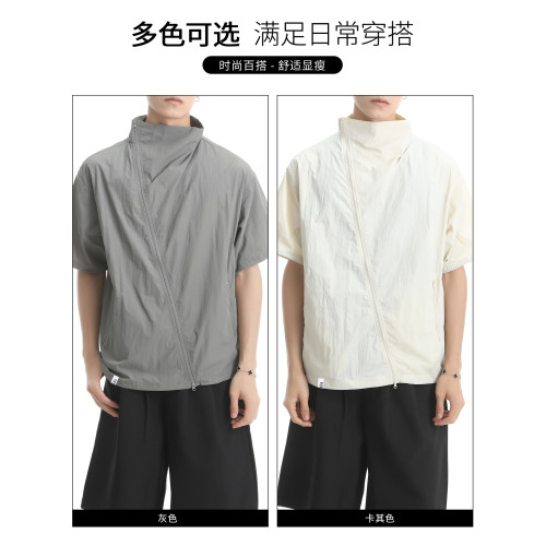 it :5cm/FIVECM美式戶外立領短袖防曬馬甲男潮流2025夏季沖鋒衣