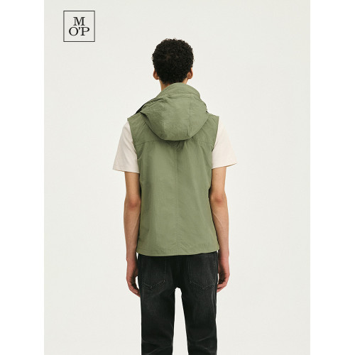 Marc O'Polo/MOP 春季新款簡約曡穿多口袋外套寬松工裝連帽馬甲男