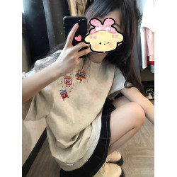 獨特超好看短袖女t恤純棉2025新款爆款夏美式寬松設計感半袖上衣