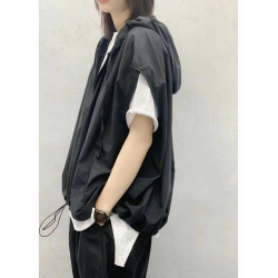 馬甲男女夏季新款寬松復古薄款洋氣馬夾設計感上衣連帽外套潮
